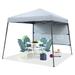 ABCCANOPY 10ft x 10ft Base/8ft x 8ft Top Outdoor Pop Up Slanted Leg Canopy Tent with Sidewall Gray