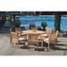 Grade-A Teak Dining Set: 8 Seater 9 Pc: 60 Round Table And 8 Leveb Stacking Arm Chairs Outdoor Patio WholesaleTeak #WMDSWVm