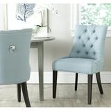 SAFAVIEH Harlow Glam Tufted Ring Chair with Silver Nailheads Set of 2 Light Blue