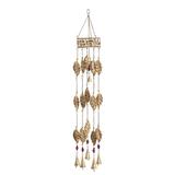 DecMode 35 Brown Metal Indoor Outdoor Leaf Windchime with Glass Beads and Cone Bells