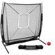 PowerNet 5x5 Baseball Softball Practice Hitting Net Bundle (w/ strike zone + training ball)