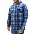Men s Casual Soft Warm Fleece Sherpa Lined Plaid Pattern Zip Up Hoodie Jacket (Royal Blue M)
