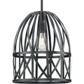Chastain Collection One-Light Cerused Black Oak Basket Farmhouse Pendant Light