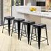 Metal Bar Stools Set of 4 Counter Height Stackable Barstools 24 inch Indoor Outdoor Backless Patio Bar Stool Kitchen Dining Stool 330Lbs Black