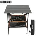 ABSCONDO Folding Camping Table Outdoor Folding Table Portable Aluminum Roll-up Table with Mesh Basket & Carrying Bag for Camping Backpacking Picnic BBQ Party