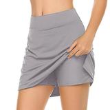 MRULIC skirts for women For Running Active Performance Women s Skirt Lightweight Tennis Skort Sport Skirt Grey + XXL