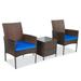 Gianna 3 Piece Outdoor Rattan Furniture Set â€“ 2 Chairs With a Sturdy Tea Table - Dark Blue