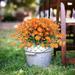 8PCS Artificial Daisy Flowers for Outdoor Decoration UV Resistant Shrubs Plants Fade Resistant Flowers Faux Plastic Greenery for Indoor Hanging Plants Garden Porch Window Box Wedding (Orange)