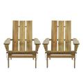 GDF Studio Gurekam Outdoor Acacia Wood Foldable Adirondack Chairs Set of 2 Natural