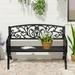 NiamVelo 50-in Garden Bench Outdoor Metal Bench Patio Bench with Armrests for Park Porch Lawn Yard Work Entryway Black