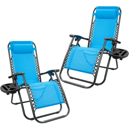 Devoko 2 PCS Zero Gravity Chair Outdoor Lounge Patio Chair Camp Reclining Lounge Chairs Light Blue