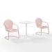 Crosley Furniture Tulip 3 Piece Metal Outdoor Bistro Set in Pastel Pink