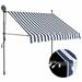 Carevas Manual Retractable Awning with 59.1 Blue and White