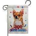 Breeze Decor Patriotic Shorthair Chihuahua Animals Dog 13 x 18.5 in. Double-Sided Decorative Vertical Garden Flags for House Decoration Banner Yard Gift