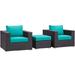 Modern Contemporary Urban Design Outdoor Patio Balcony Three PCS Sofa Set Blue Rattan