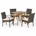 Christopher Knight Home Hartford Acacia Wood and Wicker 5-piece Dining Set by Multibrown/Beige/Teak