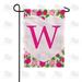 America Forever Flags Monogram Letter W Garden Flag - Pink Roses - 12.5 x 18 Inches Happy Valentine s Day Pink Roses Love Heart Double Sided Flag Seasonal Yard Outdoor Holiday DÃ©cor