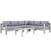 Modern Contemporary Urban Design Outdoor Patio Balcony Five PCS Sectional Sofa Set Grey Gray Aluminum