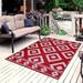 Playa Rug Reversible Indoor/Outdoor 100% Recycled Plastic Floor Mat/Rug - Weather Water Stain Fade and UV Resistant - Milan- Red & White (8 x10 )