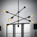 LOHAS Black Sputnik Chandelier 6-Light Mid-Century Pendant Light Vintage Industrial Kitchen Dining Room Ceiling Lighting Fixture