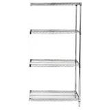 Wire Shelving Add On Unit With 4 Shelves Stainless Steel - 24 x 36 x 74 in.