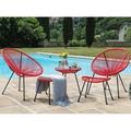 Devoko 5 Pieces Patio Conversation Set Acapulco PE Rattan Furniture Outdoor Indoor All-weather Woven Rope Chair Set with Coffee Table Red