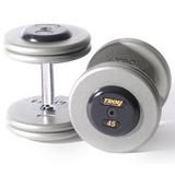 105 - 150 lb. Pro Style Gray Cast Iron Round Dumbbell Set w/ Straight Handle & Rubber Caps (Commercial Gym Quality) by Troy Barbell