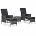 Andoer 3 Piece Garden Set with Cushions Poly Rattan Gray