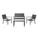 Mainstays Kingston Ridge 4-Piece Outdoor Conversation Set Black Steel and Grey Sling