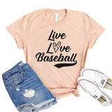 Live Love Baseball T-shirt Game Day Shirt Sports Mom Tshirt Softball Shirts Gift For Friend Cheerleader Top Women s Coach Tee