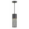 1 Light Medium Outdoor Hanging Lantern in Modern-Industrial Style 5.25 inches Wide By 15.75 inches High-Black Finish-Incandescent Lamping Type Bailey