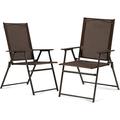 Weguard Outdoor Portable Folding Chairs Lawn Chair with Armrest and Metal Frame Patio Dining Chairs Set of 2 2-Pack Patio Chairs Suitable for Camping Pool Beach Deck