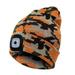 Viworld LED Beanie Hat with Light Unisex Rechargeable LED Headlamp Hat Warm Knit Hat for Winter Safety Head Light for Outdoor Dog Walkingï¼ŒGifts for Men Women Dad (Camouflage Golden)