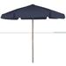 7.5 ft. Hex Beach Umbrella 6 Rib Push Up Natural Oak with Navy Blue Vinyl Coated Weave Canopy