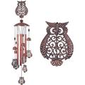 Owl Wind Chimes Outdoor Indoor Decor -With 4 Aluminum Tubes 6 Bells 7 Owls 37Inch Waterproof Mobile Romantic Wind Catcher Owl Windchimes for Home Xmas Mom Gifts Balcony Festival Garden Decoration