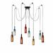 OUKANING 8-Light Colored Glass Pendant Light Vintage Industrial Colorful Wine Bottle Chandelier Ceiling Hanging Lighting Fixture