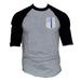 Men s Chest Police Badge US Flag Gray/Black Raglan Baseball T-Shirt X-Large Gray/Black