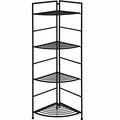 Gymax 4 Tier Folding Metal Shelf Plant Stand Storage Open Shelf Corner Display Rack