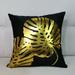 GMYLE Indoor/Outdoor Leaf Fabric Modern Square Throw Pillow 18 x 18 Black