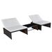 walmeck Sun Loungers 2 pcs with Table Poly Rattan Brown