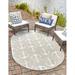 Unique Loom Ahoy Indoor/Outdoor Coastal Rug Gray/Ivory 3 3 x 5 3 Oval Solid Print Beach/Nautical Perfect For Patio Deck Garage Entryway