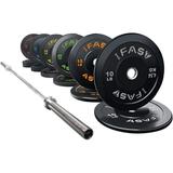 IFAST Home Gym Olympic Weight Set with 7Ft Olympic Barbell Bar Bumper Plates Set 700 LB Weight Capacity Bar with 2â€� Shaft