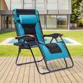 Sonerlic Patio Adjustable Padded Zero Gravity Chair Outdoor Sports Lounge Chair With a Side Tray for Patio Deck Poolside and Garden(Teal)