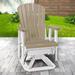 OS Home and Office Furniture Resin Fan Back Swivel Glider in Weatherwood/White