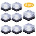 Solar Brick Lights Ice Cube Light Lamp Frosted 2.8x2.8 Size LED Landscape Light Buried Light Square Cube for Outdoor Night Lamp Garden Courtyard Pathway Festival Decoration (8 Pack Cold White)