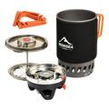 Outdoor Camping Cooking System Coffee Pot Cup Tourism Gas Burner Cookware with Heat Exchanger Furnace for Survival