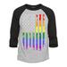 Shop4Ever Men s Distressed Rainbow Flag Gay Pride Raglan Baseball Shirt XX-Large Heather Grey/Black