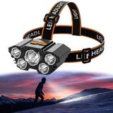 Fyeme LED Headlamps 5 LED Headlight Adjustable Bright LED Work Headlight 1200mAh USB Rechargeable Headlamps IPX3 Waterproof Head Torch with 3 Mode for Hiking Camping Fishing Cycling Running