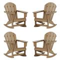 GARDEN Outdoor Adirondack Rocking Chairs for Patio (Set of 4) Weathered Wood
