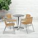 Emma + Oliver 23.5 Round Aluminum Table Set-4 Beige Rattan Chairs